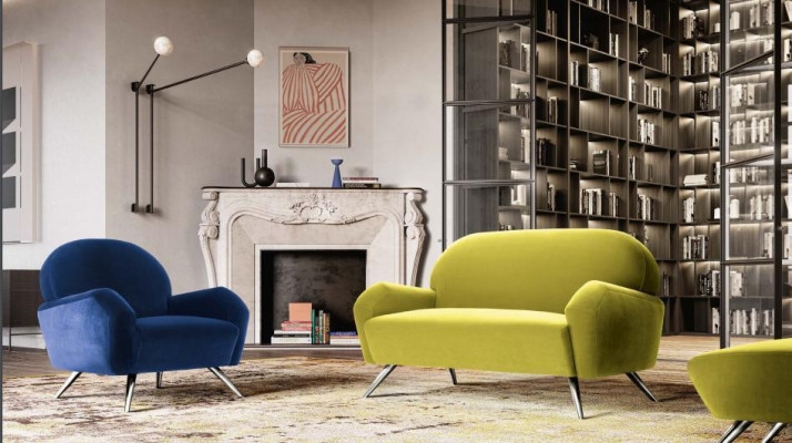 Sofá sofá tapizado silla moderna contemporánea sillón tapizado Italia de 1 plaza