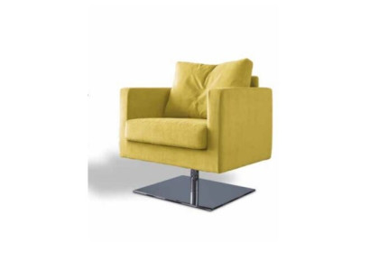Silla tapizada de tela amarilla de lujo de diseño de tela de poliéster relax lounge club nuevo