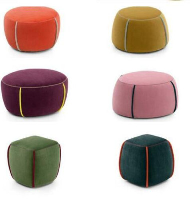 Diseño ovalado taburete puff otomano asiento textil acolchado puf