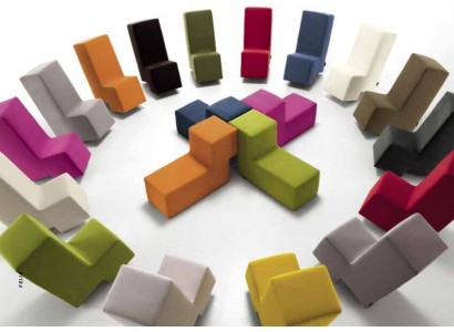 Taburete otomano Chaise longue Banco Sofá Muebles para sala de estar Tapizado Pies Italia