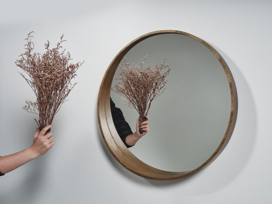 Espejo clásico de pared de madera, diseño de espejo marrón para sala de estar, nuevo.