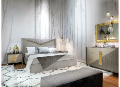 Dormitorio cama 2x mesita de noche Juego de 3 piezas Cama tapizada Muebles italianos nuevos.