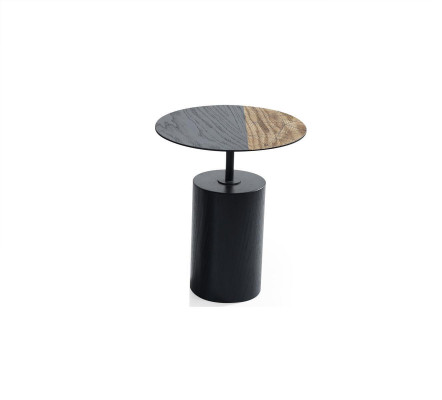 Mesa auxiliar redonda mesa de centro diseño de madera negro mesa de salón