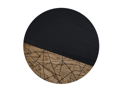 Mesa auxiliar redonda mesa de centro diseño de madera negro mesa de salón