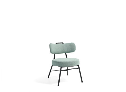 Silla elegante de comedor gris con asiento acolchado redondo