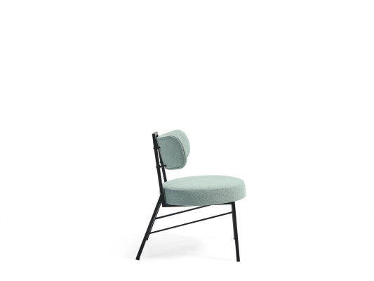 Silla elegante de comedor gris con asiento acolchado redondo