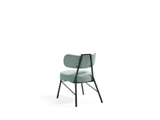 Silla elegante de comedor gris con asiento acolchado redondo