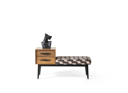 Asiento Banco Acolchado Taburete Banco Textil Marrón Madera Estilo Lujo Diseñador Nuevo