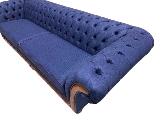 Sofá Moderno Chesterfield de 4 Plazas Sofás de Lujo Sofá de Tela para la Sala de Estar Sofá Nuevo