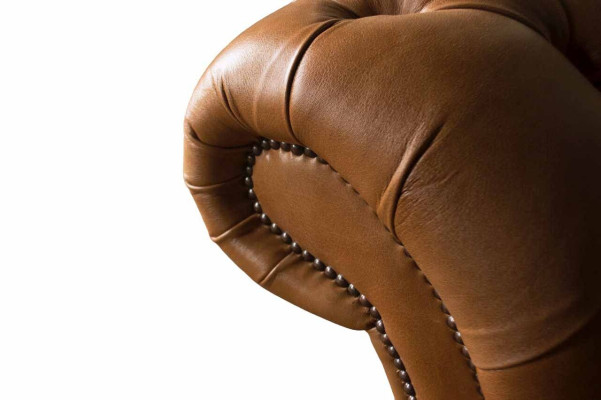 Sofá de cuero Chesterfield de 4 plazas, sofá de lujo de cuero tapizado para sala de estar.