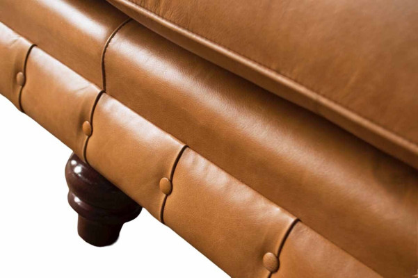 Sofá de 4 plazas Chesterfield tapizado en cuero diseño marrón muebles