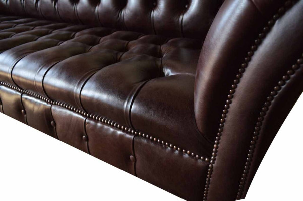 Sofá Chesterfield Couch Tapizado Asiento Cuero Sofás Marrón Diseñador