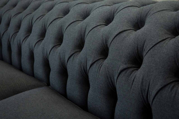 Sofá de diseño de 4 plazas, tapizado textil, sofás clásicos tipo Chesterfield.