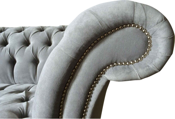 Sofá de diseño Chesterfield de 4 plazas, sofá tapizado de tela de lujo.