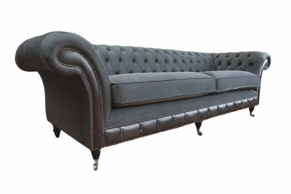 Sofá de diseño Couch Luxus poltronas sofá de 4 plazas Chesterfield lujo gris.