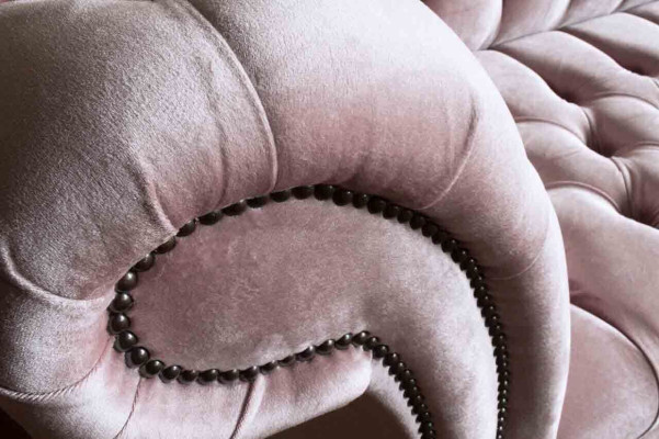 Sofá Chesterfield Rosa, Sofá con tapizado, sofá de 4 plazas, sofás de asiento.