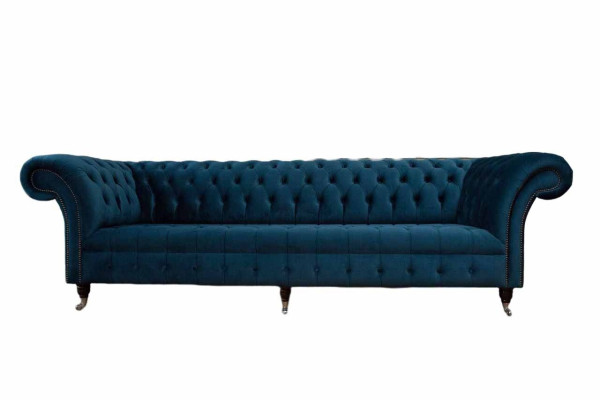 Sofá de diseño Chesterfield tapizado moderno de tela de 4 plazas con función de cama.
