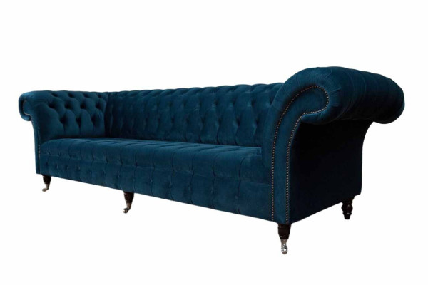 Sofá de diseño Chesterfield tapizado moderno de tela de 4 plazas con función de cama.