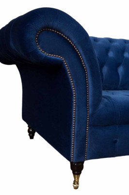 Chesterfield Gran Sofá de Tela de Terciopelo Acolchado Sofás de 4 Plazas Sofás