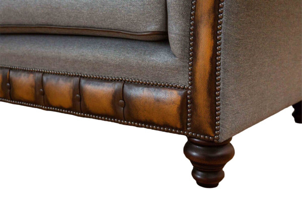 Couch de lujo de tres plazas moderna, muebles gris, sofás de tela textil acolchado.