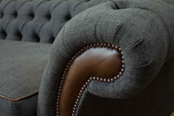 Diseño Chesterfield tela sofá sofá de 4 plazas gris acolchado sofás nuevos.