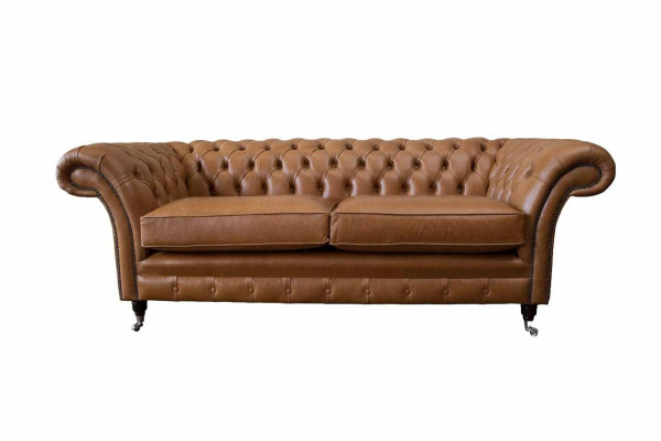 Sofá de cuero de 3 plazas, sofa Chesterfield, couch, tapizado, sala de estar, tres plazas.