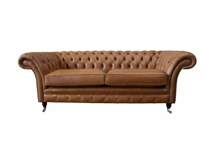 Sofá de cuero de 3 plazas, sofa Chesterfield, couch, tapizado, sala de estar, tres plazas.