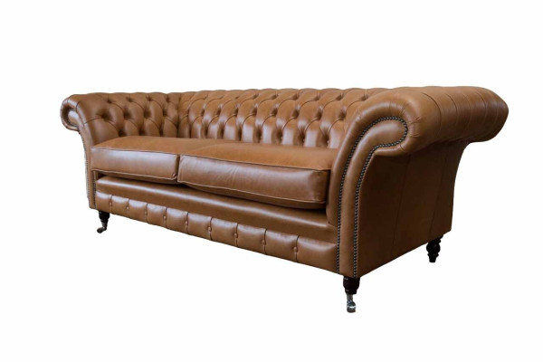 Sofá de cuero de 3 plazas, sofa Chesterfield, couch, tapizado, sala de estar, tres plazas.