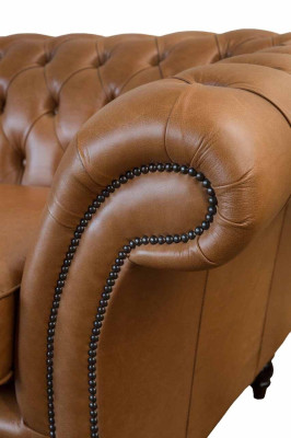 Sofá de cuero de 3 plazas, sofa Chesterfield, couch, tapizado, sala de estar, tres plazas.