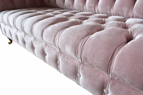 Sofá de 3 plazas Chesterfield de tela rosa para sala de estar, sofás tapizados nuevos.