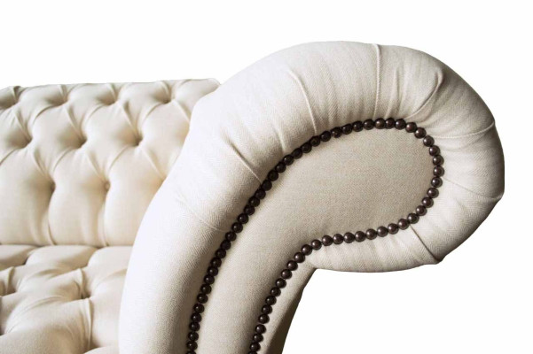 Sofá Chesterfield 3 plazas diseñador rosa, sillones de tela, tapizado textil.