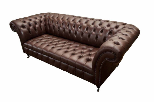 Sofá de 3 plazas Chesterfield, sofá de cuero, diseñador de sala de estar, sofá acolchado.