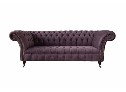 Sofá Chesterfield Moderno de 3 Plazas Tapizado en Tela Textil Lila Nuevo