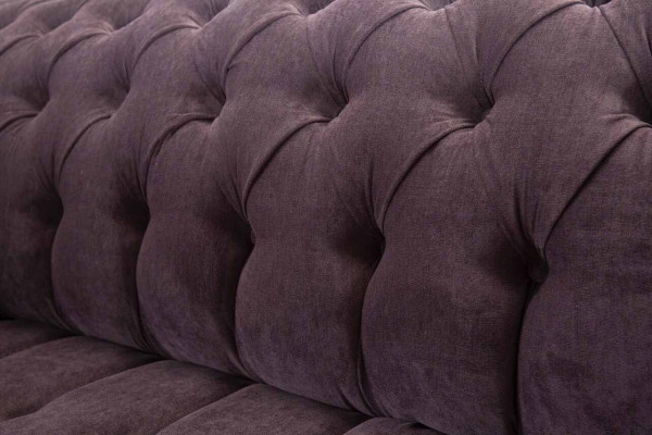 Sofá Chesterfield Moderno de 3 Plazas Tapizado en Tela Textil Lila Nuevo