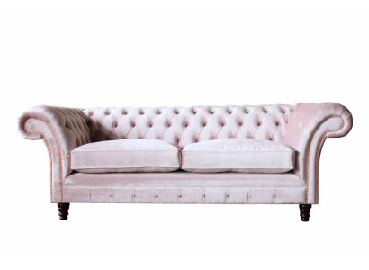 Sofá de 3 plazas estilo Chesterfield, diseño de muebles, asiento de textil tapizado nuevo.