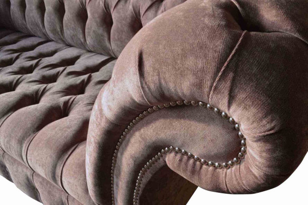 Chesterfield Sofá Couch Diseño de Tapicería 3 Plazas Sofás Tres Plazas Lila