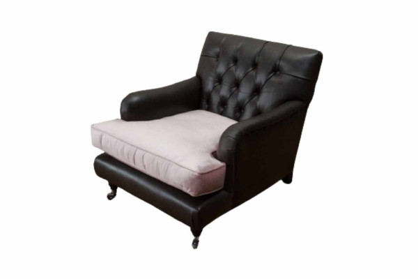 Sofá de diseño Sillón Lounge Relax Marrón Tapicería de lujo Chesterfield Nuevo