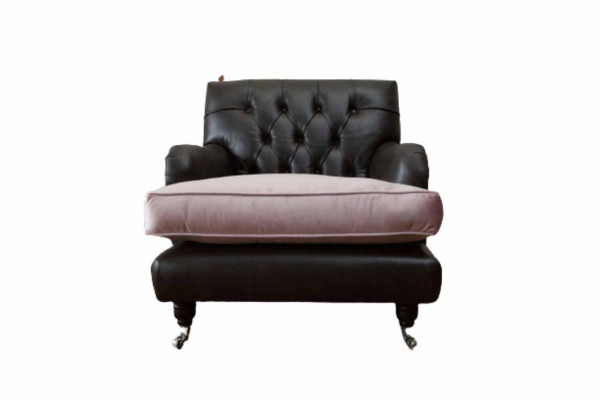 Sofá de diseño Sillón Lounge Relax Marrón Tapicería de lujo Chesterfield Nuevo