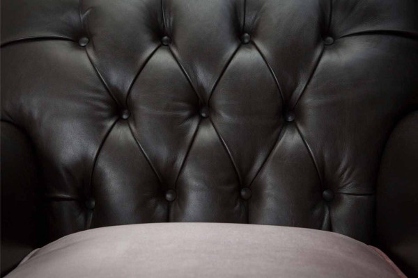 Sofá de diseño Sillón Lounge Relax Marrón Tapicería de lujo Chesterfield Nuevo