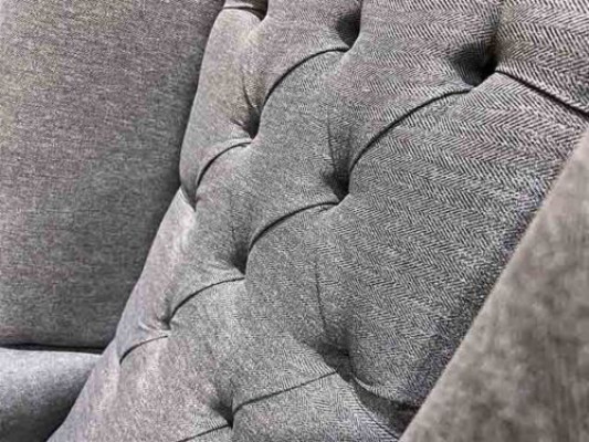 Sillón Chesterfield Orejero Sofá 1 Plaza Gris Tela Textil Nuevo