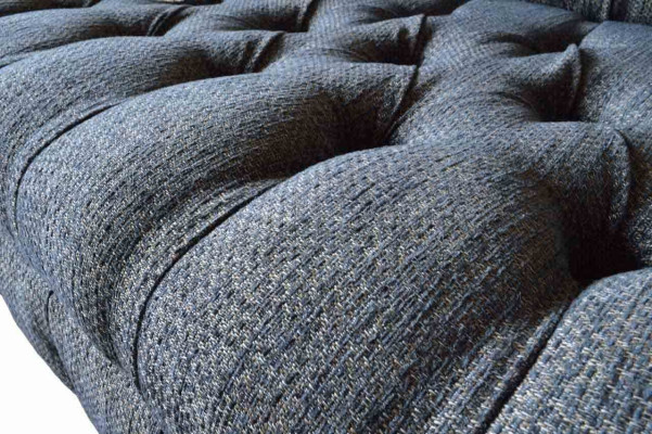 Sofá de diseño tapizado de tres plazas Chesterfield gris, muebles de salón.