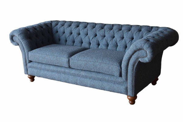 Sofá Chesterfield inglés para oficina de tres plazas de terciopelo de 230 cm.