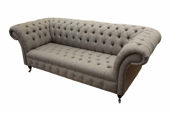 Beige Chesterfield, sofá de estilo inglés clásico y elegante, de 3 plazas y 230 cm de ancho.