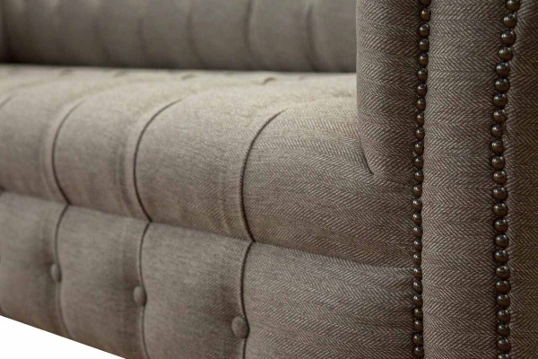 Beige Chesterfield, sofá de estilo inglés clásico y elegante, de 3 plazas y 230 cm de ancho.
