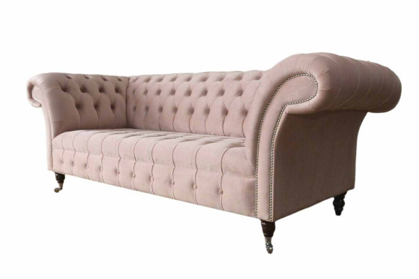 Chesterfield 3 plazas Rosa Sofás de diseño Tapicería Sofás Tela Textil