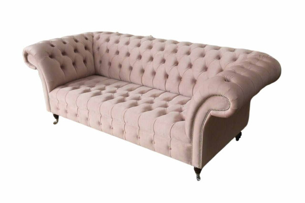 Chesterfield 3 plazas Rosa Sofás de diseño Tapicería Sofás Tela Textil