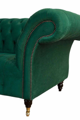 Sofá de tres plazas 3 plazas Sillón de lujo Sofás modernos Verde Tela Chesterfield