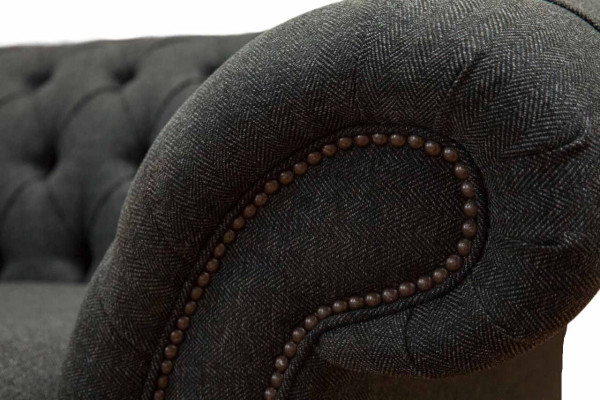 Chesterfield Tela Tapizado Diseño Sofá Lujo Sofá Gris de 3 Plazas