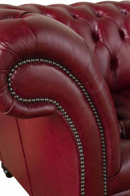 Chesterfield de 3 plazas sofá de cuero tapizado de lujo color marrón muebles de 230 cm.