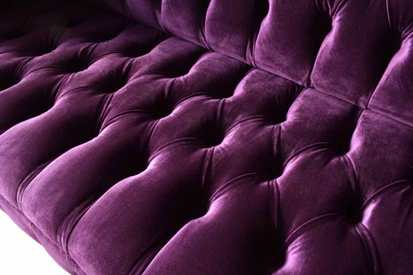 Chesterfield sofá de 3 plazas, diseño de tapicería de tela de lujo, nuevo.